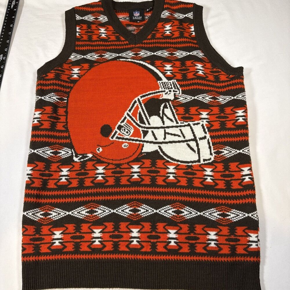 CLEVELAND BROWNS AZTEC PRINT UGLY SWEATER VEST Sz S